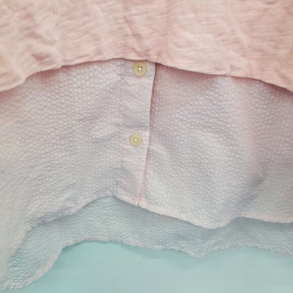 Tommy Hilfiger Womens Pink Layered Long Sleeve Button Shirt Top Blouse Size 2XL - Picture 6 of 15